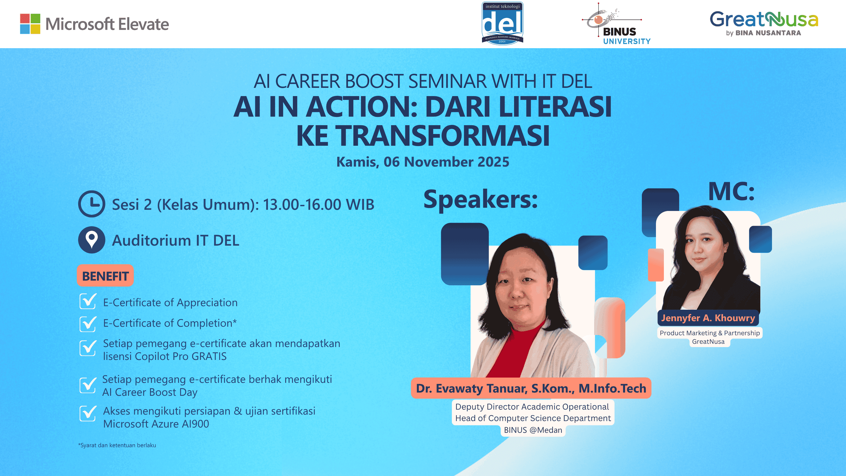 [PUBLIK] AI Career Boost Seminar with IT DEL: AI in Action: Dari Literasi ke Transformasi