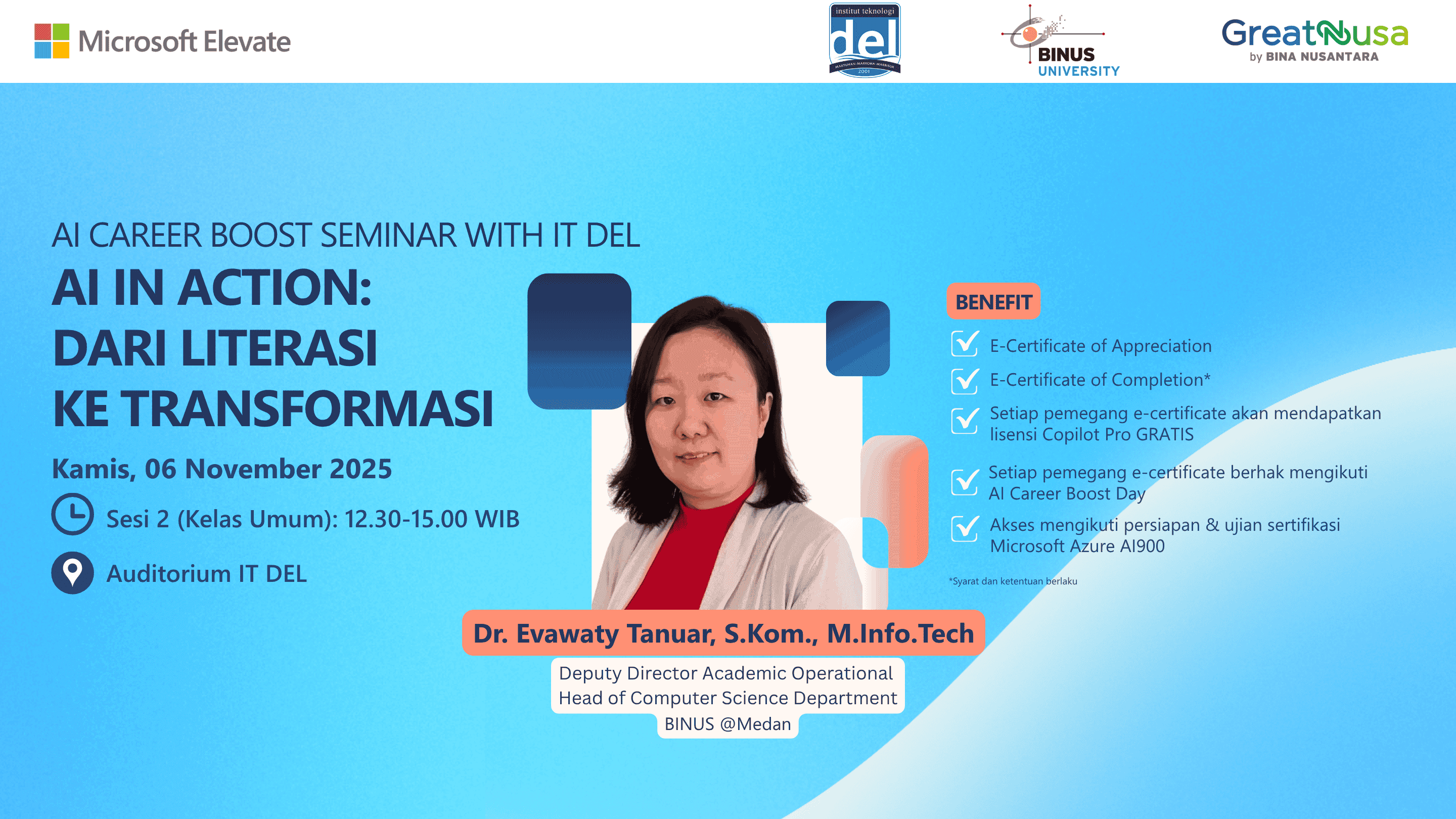 [PUBLIK] AI Career Boost Seminar with IT DEL: AI in Action: Dari Literasi ke Transformasi
